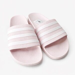 Adidas Adilette Aqua Slides, Light Pink Slides with White Stripes